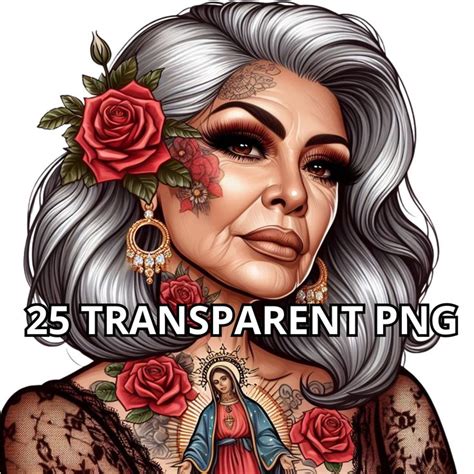 Inked Grandma Transparent Png Inked Mom Chicano Woman Png Latina