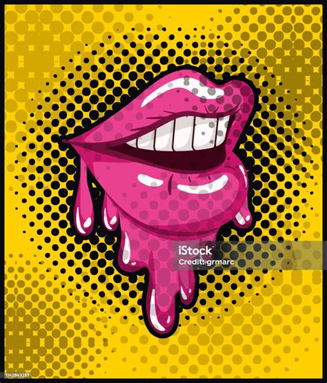 Female Mouth Dripping Pop Art Style Stock Illustration Download Image