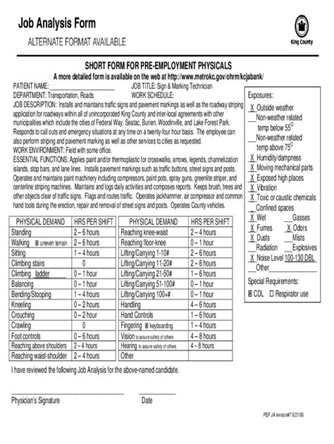 Fillable Online Kingcounty GovmediaSHORT FORM FOR PRE EMPLOYMENT