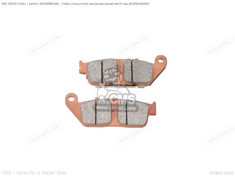 06455MBH006: Pad Set,fr (nas) Honda - buy the 06455-MBH-006 at CMSNL