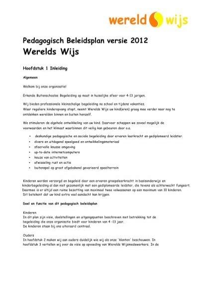 Pedagogisch Beleidsplan Werelds Wijs V