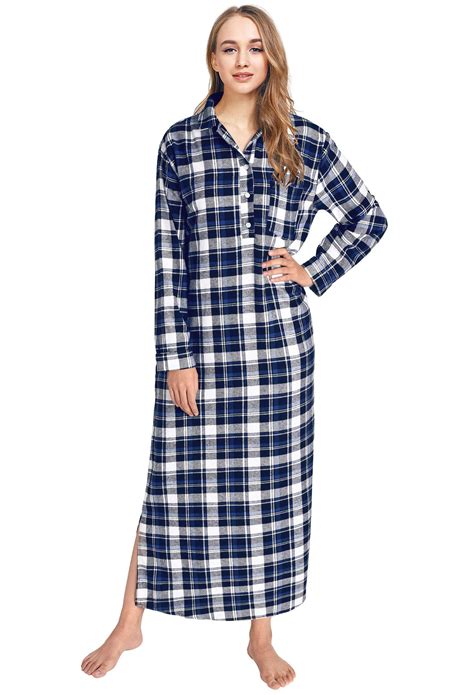 Women S Plaid Flannel Nightgowns Full Length Sleep Shirts Latuza