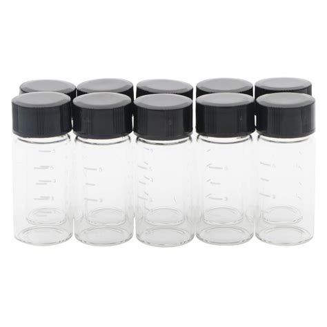 Kesell 10pcs Borosilicate Glass Sample Vial With Black Screw Cap 5ml