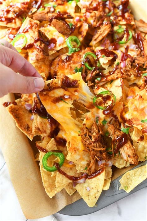 Baked Bbq Pulled Pork Spicy Nachos Sizzling Eats