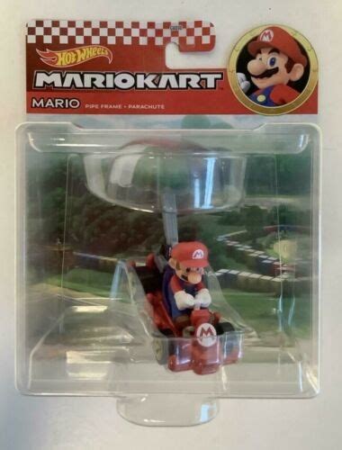 New Mattel Hdb40 Hot Wheels Mario Kart 1 64 Mario Pipe Frame Parachute Vehicle Ebay