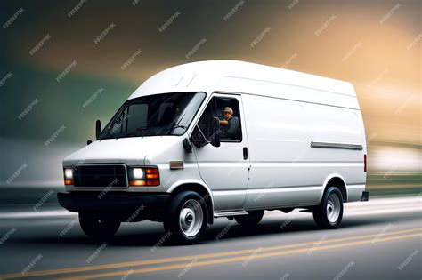 Premium Photo | Fast driving and delivering goods white cargo van