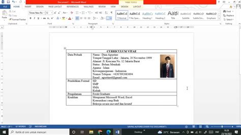 Tutorial Membuat CV Di Microsoft Word YouTube