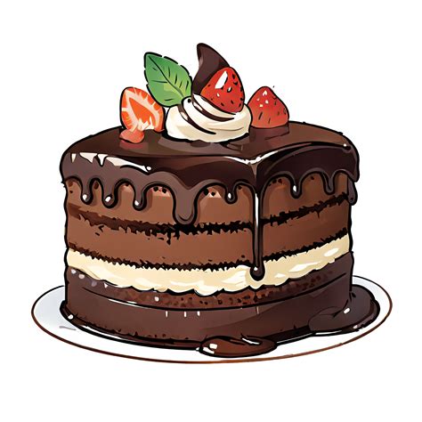 Chocolat gâteau main tiré dessin animé style illustration ai généré