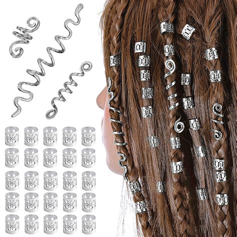 Pack of 28 Dreadlocks Jewellery Hair Spiral Clips Adjustable Metal ...