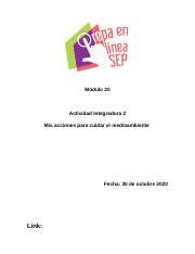 Mis acciones para cuidar el medioambiente docx Módulo 20 Actividad