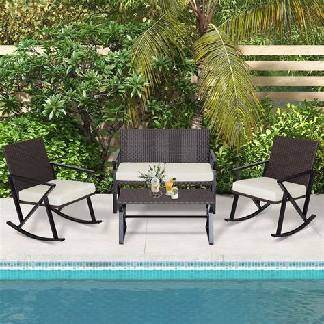 Ebern Designs Mardena 4 Piece Rattan Sofa Seating Group With Cushions