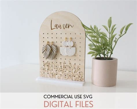 SVG Wildflower Arch Earring Display Stand Laser Cut File For Etsy