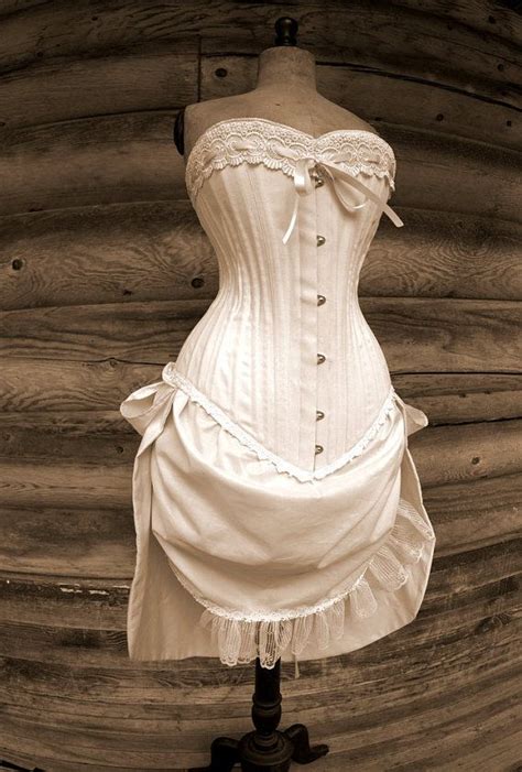 Steampunk Corset And Bustle Skirt Natural Cotton Wedding Dress Pefect