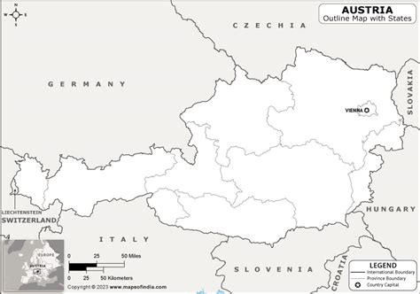 Austria Outline Map | Austria Outline Map with State Boundaries