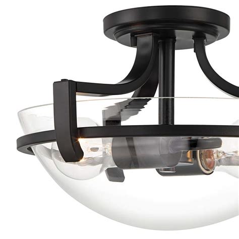 Mallot 13 Wide Black Clear Glass 2 Light Ceiling Light 568h1 Lamps Plus