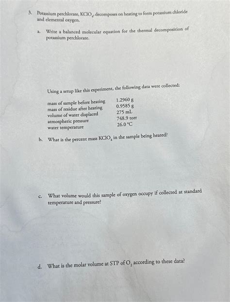 Solved Potassium Perchlorate KClO4 Decomposes On Heating Chegg