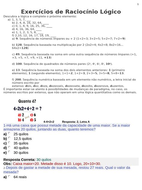 Questões De Raciocínio Lógico Fáceis Pdf