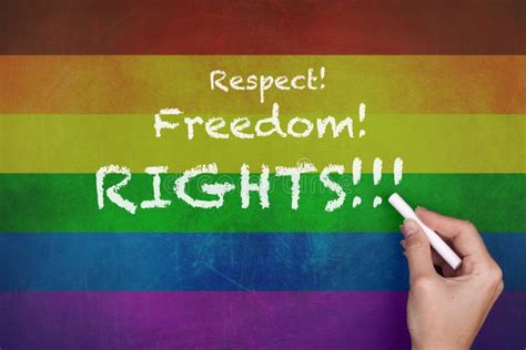 Respect Freedom Rights On Rainbow Flag Background Stock Photo Image