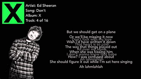 Don T Ed Sheeran Lyrics Youtube