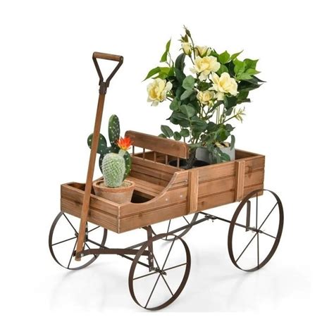 Brouette De Jardin Decorative En Bois Compartiments A Planter