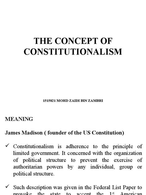 The Concept Of Constitutionalism 1515821 Mohd Zaidi Bin Zambri Pdf