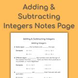 adding subtracting integers notes page   luscombs math resources