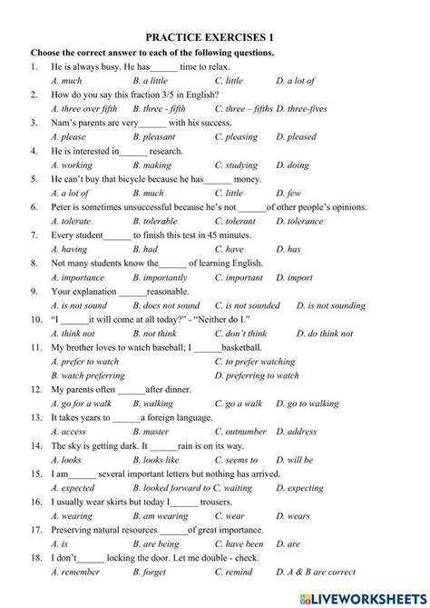 E9 Practice Exercises 1 Đhg Worksheet Live Worksheets