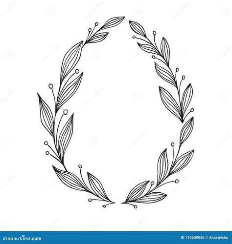 Hand Drawn Vector Illustration Vintage Decorative Laurel Wreath Stock