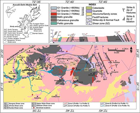 Geological And Structural Map Of The Study Area With Major Shear Zones