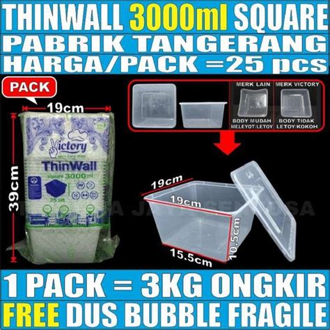 Jual Thinwall 3000ml Square Sq Food Container Box Tempat Kotak Makan