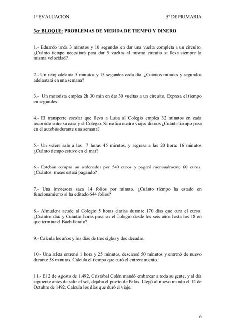 Coleccion De Problemas De Matematicas 5 Quinto De Primaria Problemas