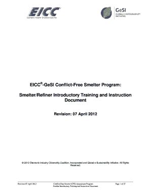 Fillable Online Resolv EICC GeSI Conflict Free Smelter Program Fax