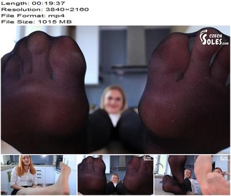 Czech Soles Double Pantyhose Office Foot Worship Footjob