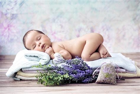 Newborn child sleeping on the blanket — Stock Photo © konradbak #89055834