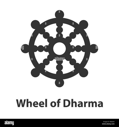 Icon Of Wheel Of Dharma Symbol Buddhism Religion Sign Stock Vector