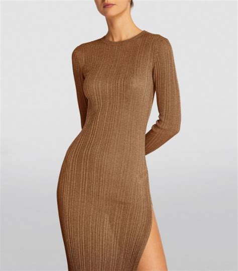 Womens ZEYNEP ARCAY Gold Ribbed Metallic Midi Dress Harrods UK