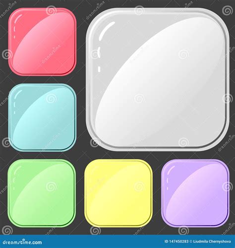 Set Of Square Buttons For Design Of Applications Or Websites Stock