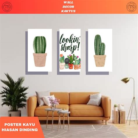 Jual Poster Kayu Motif Kaktus Wall Decor Hiasan Dinding Rumah Shopee