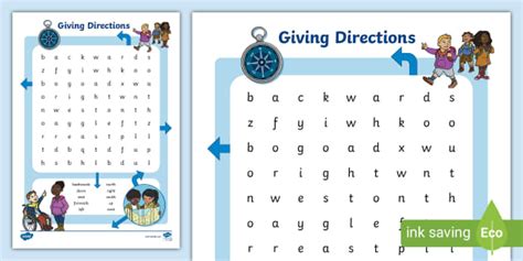 Directions Word Search Giving Directions Twinkl