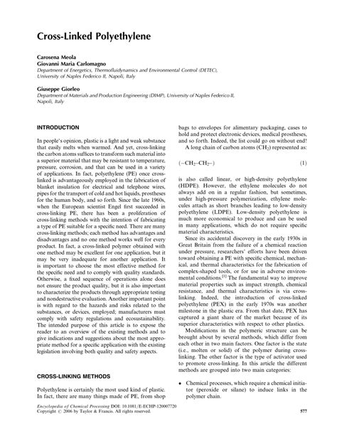 (PDF) Cross-Linked Polyethylene