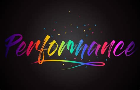 Performance Handwritten Word Text With Rainbow Colors And Vibrant Swoosh Stock Vector