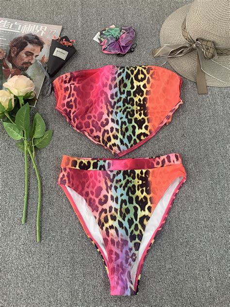 Bikini Set Swimwear Leopard Print Bellyband Bikini Piece Hot Swimsuit Bikini And