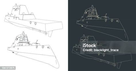 Sketsa Kapal Perang Siluman Modern Ilustrasi Stok Unduh Gambar