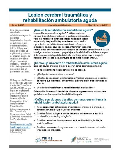 Lesión Cerebral Traumática Y Rehabilitación Ambulatoria Aguda