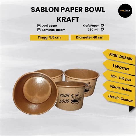 Jual Sablon Paperbowl Kraft Uk Ml Ml Sablon Paperbowl Murah