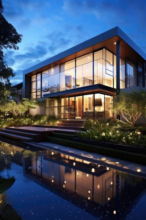 Modern Luxury House with a Landscaped Garden Stock Photo - Image of garden, architecture: 283388564