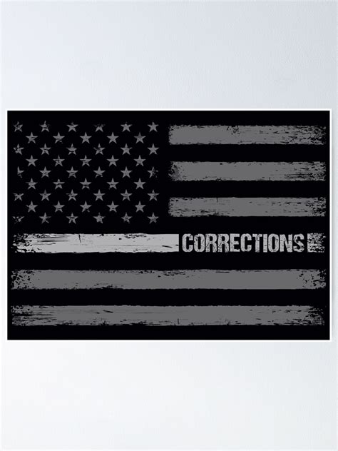 Corrections Correctional Officer Thin Silver Line Flag Poster For