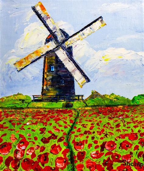 A Mill In A Poppy Natalia Shchipakina Paintings Prints