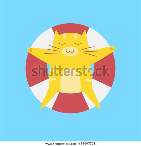 Cute Cat Sleep On Inflatable Swim Stock Vector Royalty Free 638497735 Shutterstock