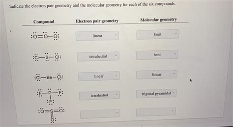 Solved Indicate the electron pair geometry and the molecular | Chegg.com